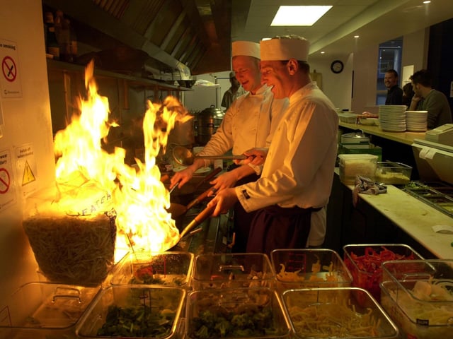 Tampopo's restaurant, South Parade, Leeds. Pictured are chefs cooking in 2000.
