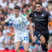 Sam Byram chased down by Matty James.Leeds United v Bristol City.  SkyBet Championship.  Elland Road.Picture by Bruce Rollinson7 October 2023.