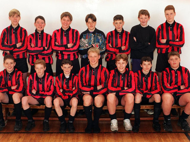 Wortley High School  U-14s football team pictured in February 1996. Back row, from left, are David Warford, Ben Waites, Richard Howitt, Richard Webster, Grant Rawson and Daniel Ople. Front row, from left, are Andrew Moores, Gareth Liversidge, Lee Mouley, Adam Etterridge, Stephen Downes, James Cuddy, Shane Donohoe and Gary Cooper.