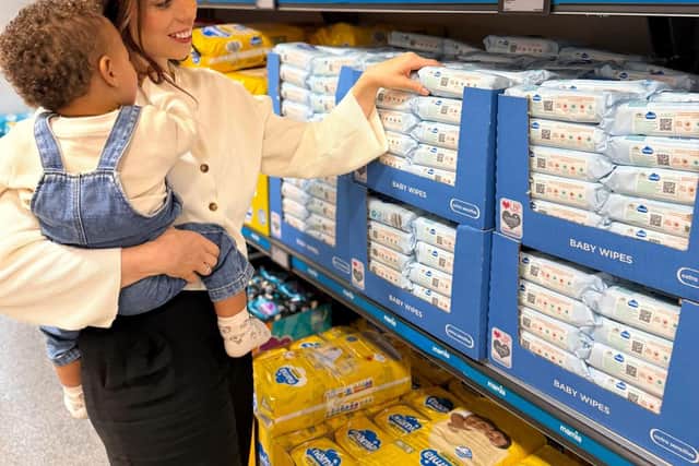 Aldi has partnered with perinatal mental health charity PANDAS Foundation to launch on-pack mental health messaging across its Mamia Sensitive and Extra Sensitive baby wipes.