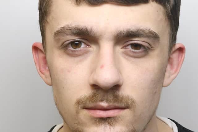 Alfie Mclean, 20, of Spencer Lane, Leeds, was sentenced to two years and six months in prison after an attack on April 2, in which he kicked his pregnant girlfriend in the stomach, before punching her in the arm, strangling her and threatening her with a knife. Photo: West Yorkshire Police.