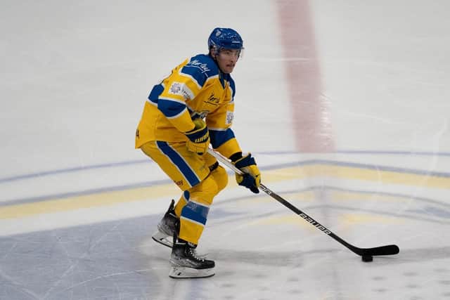 DOUBLE DELIGHT: Cole Shudra struck two late goals to seal an overtime win for Leeds Knights over Peterborough Phantoms. Picture courtesy of Oliver Portamento
