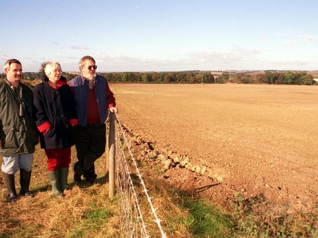 Campaigners concerned over an open cast mining site at Garforth in February 1998. Pictured, from left, are Alan Robertshaw, Liz Crosland, and Dave LeRoy.
