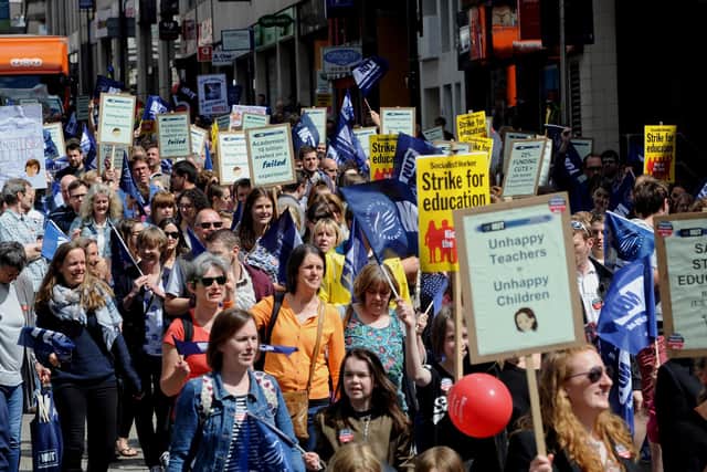 Teachers striking in Leeds in July 2016: Picture by Simon Hulme