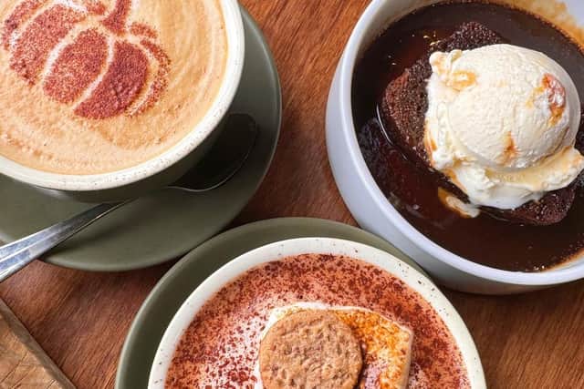 Autumnal drinks at The Old Post Office cafe in Haworth. (Pic credit: Victoria James / @exploredineyorkshire)