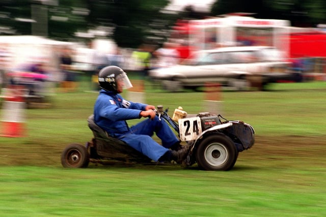 Members of the North West Lawn Mowers Association race their machines at Temple Newsam Spectacular.