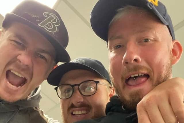 Nathan Birch with his brother and best friend in the South Stand at Elland Road.