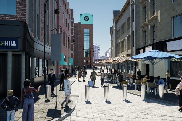 How New Station Street will look once it has been pedestrianised, with access for service and emergency vehicles only.