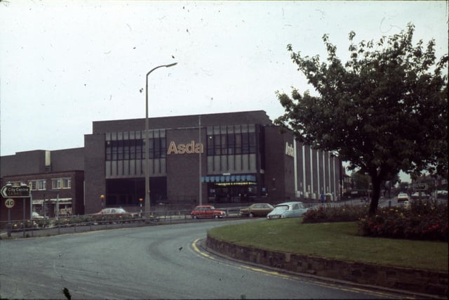 Asda supermarket at the junction of Cross Gates Road (left) and Cross Gates Lane (right). The roundabout also serves Station Road and Ring Road Cross Gates.