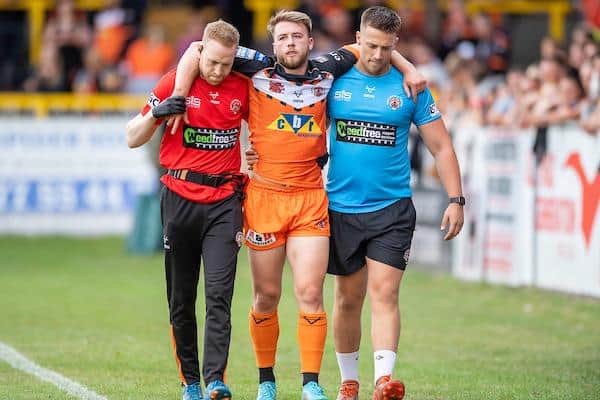 Tigers half-back Danny Richardson suffered a long-term knee injury on August 29, 2022 - one day short of a year after Callum McLelland was hurt playing for Rhinos. Picture by Allan McKenzie/SWpix.com.