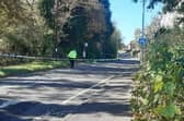 Police remain at the scene on Rooks Nest Road after the girl was found lying in the road close to a bus stop.