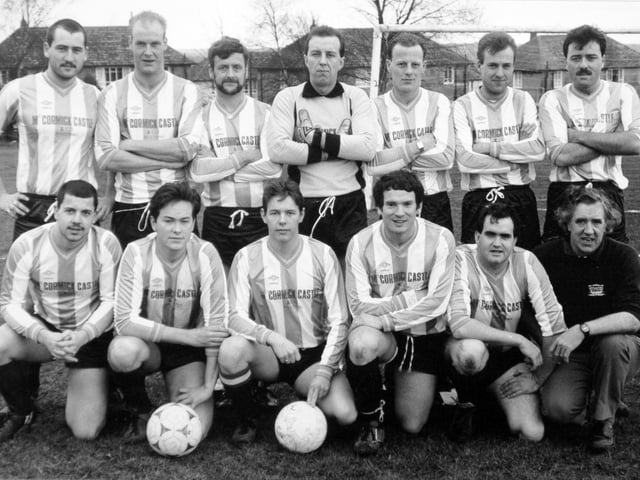 Cookridge Wanderers, who played in the Wharfdale Triangle League, pictured in April 1989. Back row, from left, are Sean Green, John Baxter, Rod Bellerby, Malcolm Harding, John Swart, Robert Stead and Richard Taylor. Front row, from left, are Paul Moore, Richard White, Craig Hansell, Mike Beswick, Mike Durham and Brian Talent (manager).