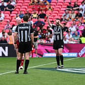 Sam Walters is sent-off by referee Liam Moore during Wigan Warriors' Challenge Cup final win against Hull KR at Wembley. Picture by Olly Hassell/SWpix.com. -