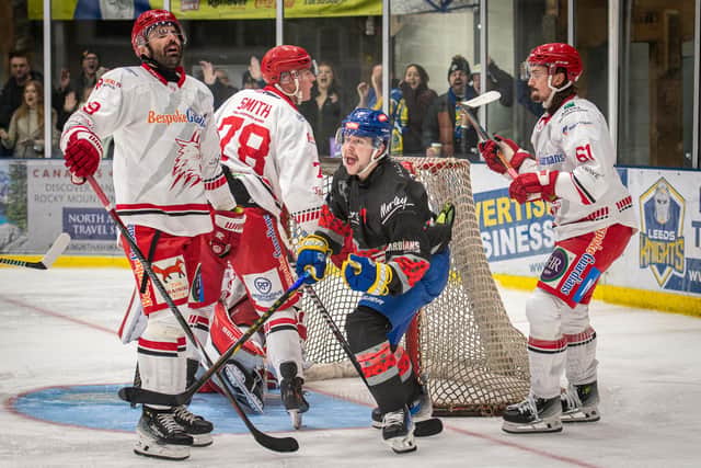 DECISIVE: Kieran brown celebrates scoring against Swindon in November. Picture: Ben Gordon/Knights Media.