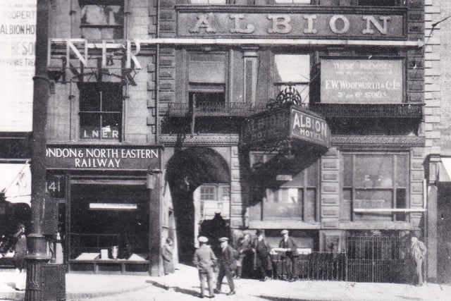 The Albion Hotel on Briggate. The caption in the YEP archive reads: "Demolished to make way for Woolworths, which was built in 1928. The Albion was built in 1824 and rebuilt in 1874."