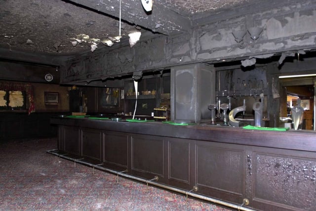 A fire damaged the lounge bar at The Lion & Lamb pub in Seacroft, Leeds, pictured on August 14, 2003.