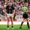 Referee Jack Smith with Jake Connor during Leeds Rhinos' 52-0 win against Huddersfield Giants at AMT Headingley two weeks ago. Picture by Alex Whitehead/SWpix.com.