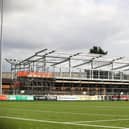 The new stand at Goole Vikings' Victoria Pleasure Ground seen under construction last season. Picture by Darren Greenhalgh/SWpix.com.