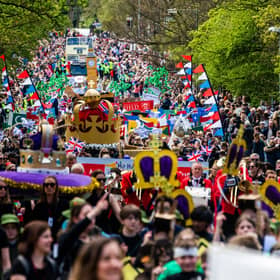 Huge crowds helped make the parade a spectacle.