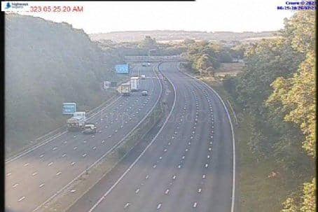 The M1 near Wakefield has been closed heading northbound due to a crash between at least two lorries