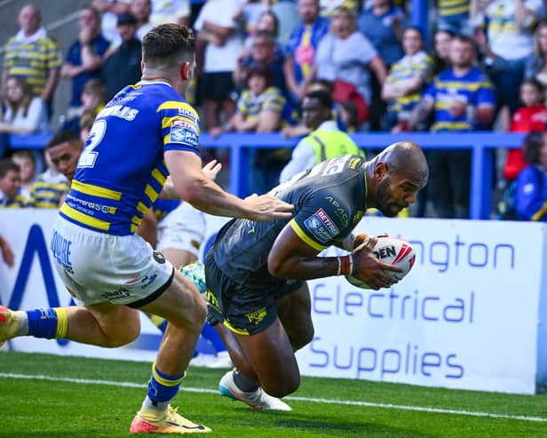 Maika Sivo has scored a hat-trick in both Leeds Rhinos' wins agianst Warrington Wolves this season. Picture by Olly Hassell/SWpix.com.