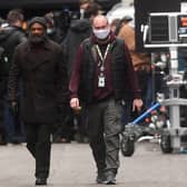Samuel L Jackson during filming in Leeds for Marvel's Secret Invasion. Picture: Simon Hulme