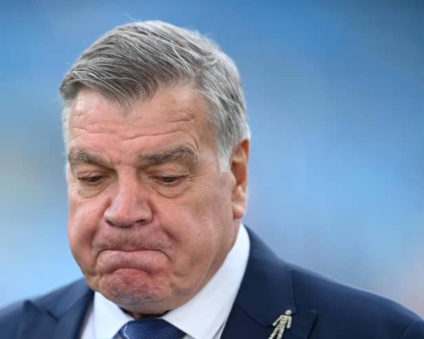 LEEDS, ENGLAND - MAY 28:  Leeds manager Sam Allardyce reacts prior to the Premier League match between Leeds United and Tottenham Hotspur at Elland Road on May 28, 2023 in Leeds, England. (Photo by Stu Forster/Getty Images)