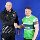 Matty Beharrell, right, with Hunslet coach Alan Kilshaw. Picture by Hunslet RLFC.