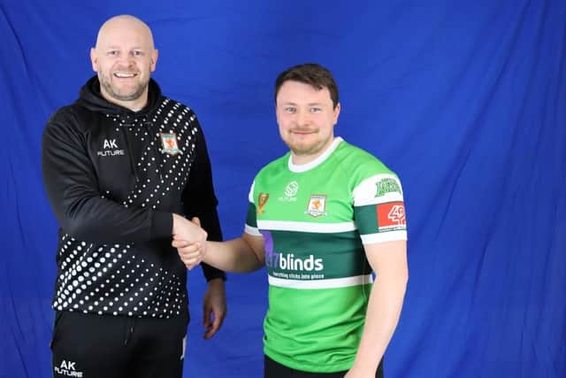 Matty Beharrell, right, with Hunslet coach Alan Kilshaw. Picture by Hunslet RLFC.