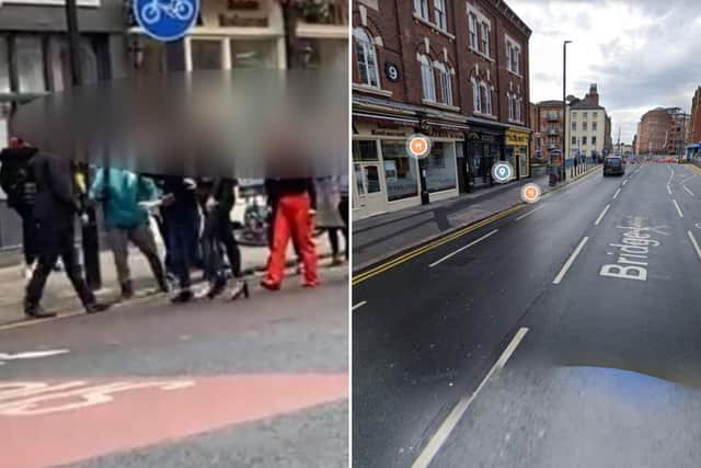 A witness who recorded the video said he saw a group of between 10 and 15 men and women being aggressive towards the couriers. Photo: Zak Armour