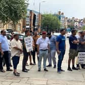 Taxi drivers staged a protest outside Wakefield Town Hall