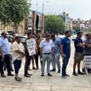 Taxi drivers staged a protest outside Wakefield Town Hall