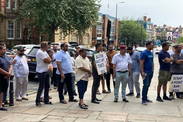 Taxi drivers staged a protest outside Wakefield Town Hall