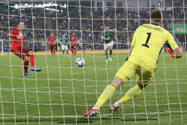 Northern Ireland goalkeeper Bailey Peacock-Farrell (Photo by PAUL FAITH/AFP via Getty Images)
