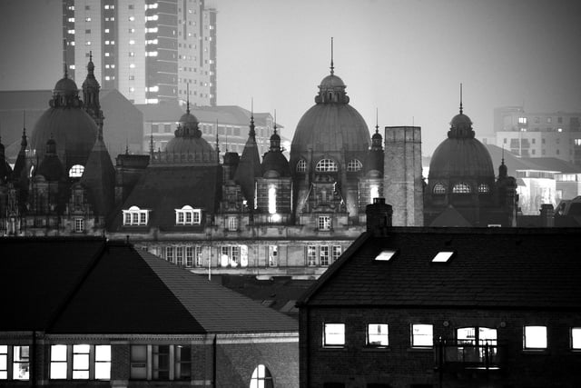 Bob Peters said: "The top of Kirkgate Market photographed from Brewery Wharf one gloomy night in 2014."