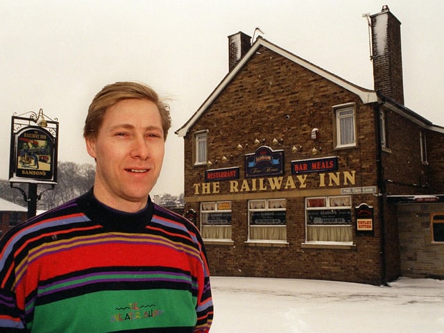 Manager Paul Atkinson at The Railway Inn on Mill Dam Lane in January 1996.