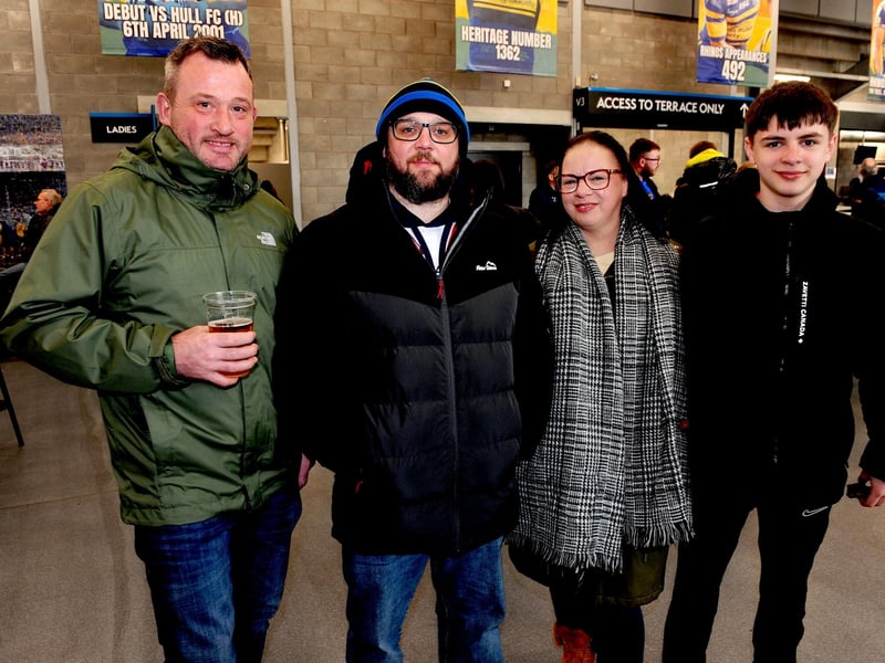 Dan Hough, Adam Johnson, Cheryl Rhodes and Freddie Jordan Rhodes in the South Stand concourse.