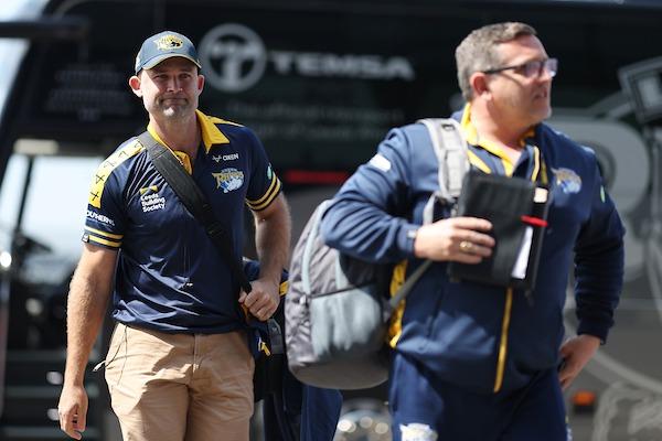 Rohan Smith, left, arrives at Salford for his first game as Rhinos coach, on May 15. Leeds were beaten 23-8, but things quickly turned around under the new boss.
