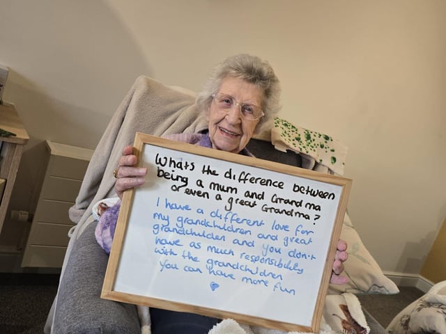 Resident Joyce Thick at Ashworth Grange Care Home sharing Mother’s Day wisdom