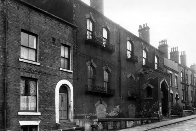 On the left is number 5 Willow Grove Road, then the large building is number 7, Willow Grove Hall. This was used as a dance academy by John Taylor, professor of dancing, from around 1866 onwards, though it was renumbered during this time, presumably as other houses were built around it; it was originally no. 1 Willow Grove Road, then no. 3, before becoming no. 7. Between 1906 - 1927 Cecil H. Taylor was teaching there; by 1932 the Taylors are no longer listed there but a Miss Cecily Taylor was teaching dance at an address on Central Road.