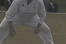 The video shows the slip fielder allegedly clicking his fingers to trick the umpire into thinking the batsman had nicked the ball. Credit: BenMummery/X