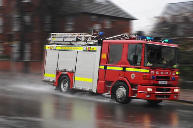 Four crews tackled a grass fire in Leeds.
