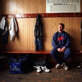 Lee Crooks in Castleford Tigers' changing room at Wheldon Road after announcing his playing retirement in 1997. Picture by Mark Bickerdike.