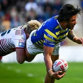 James Bentley in action for Warrington Wolves against Wigan Warriors this season. Picture by Olly Hassell/SWpix.com.