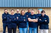 Flow Group's senior management team, pictured outside their facility in Brighouse, West Yorkshire. Pictured from left to right: Back row: Dan Hough, head of technology; Stephen W-Jones, production manager; Buddy Cox, head of production; Richard Standing, managing director. Front row: Rita Kybaite, head of compliance; Helen Standing, head of finance and HR; Mick Taylor, head of warehousing; Jacob Hazeldine, head of sales.
