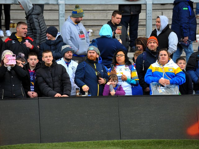 Rhinos fans at the Wetherby Whaler Festive Challenge on Boxing Day. Leeds beat Wakefield Trinity 41-22 after trailing 22-6 at half-time.