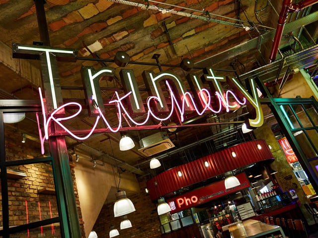 Trinity Kitchen has many budget-friendly places to eat. Five new street vendors took over Trinity Kitchen in the lead up to Christmas including Big Mouth Gyoza which serves freshly made gyozas with a choice of Yorkshire pork belly or mushroom fillings, loaded fries, sticky rice and curry rice.