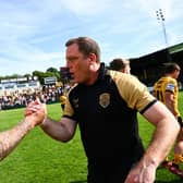 Castleford Tigers coach Ryan Carr, right, celebrates with forward Alex Mellor following the win against St Helens two weeks ago. Picture by Olly Hassell/SWpix.com.