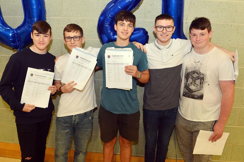 Pupils at Eckington School looking happy with their GCSE results