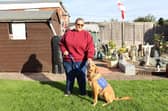 Support Dogs client Sally Burton, who has epilepsy, with seizure alert support dog Maisie, who was looked after by Fiona as a pup